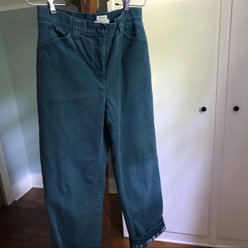 LL Bean Flannel Lined Pants Sz 8